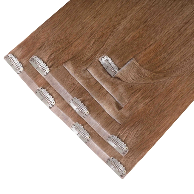 Włosy naturalne doczepiane Seria MAGIC Bezszwowe Ukryte Clip In 50cm 120 gram - Kolor #7A Czekolada