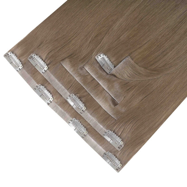 Włosy naturalne doczepiane Seria MAGIC Bezszwowe Ukryte Clip In 50cm 120 gram - Kolor #8 Kawa