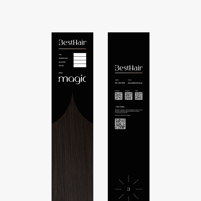 Włosy naturalne doczepiane Seria MAGIC Tape On Kanapki 60cm - Kolor #1B
