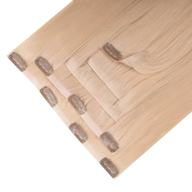 Włosy naturalne doczepiane Seria MAGIC Bezszwowe Ukryte Clip In 40cm 90 gram - Kolor #18A Perłowy Blond